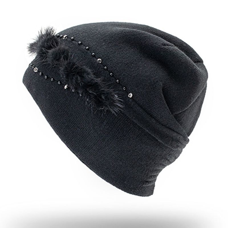 Dames Outdoor Winter Dikker Ski Beanie Cap Oorbeschermers Flexibele Gebreide Muts