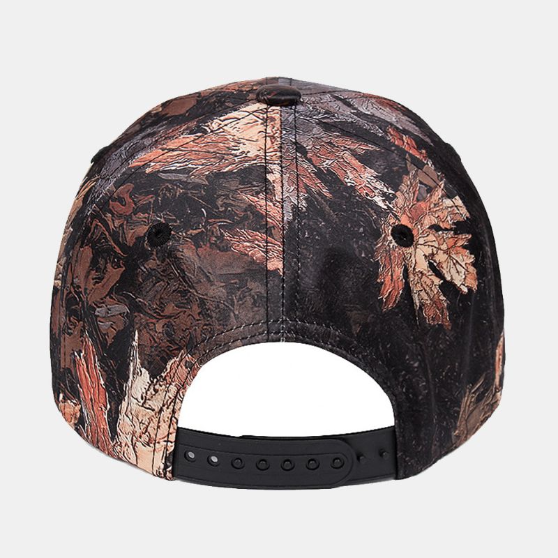 Dames Overlay Esdoornblad Print Casual Ingerichte Cap Katoenen Zonnescherm Verstelbare Baseball Cap