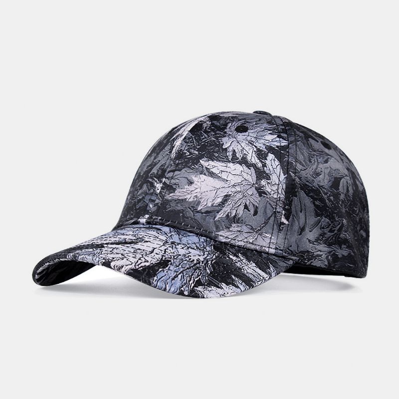 Dames Overlay Esdoornblad Print Casual Ingerichte Cap Katoenen Zonnescherm Verstelbare Baseball Cap