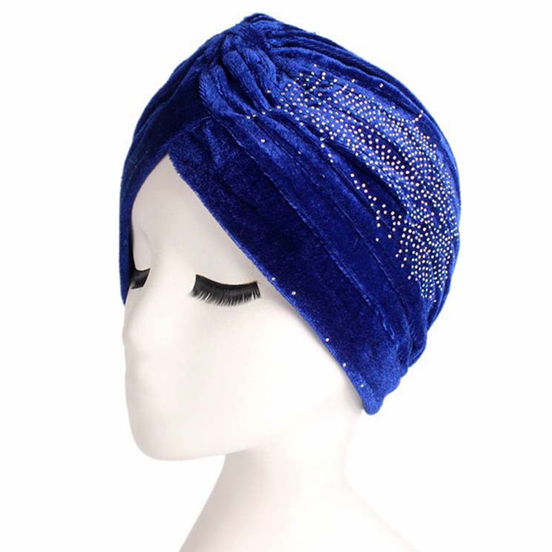 Dames Pleuche Skullies Mutsen Dunne Motorkap Cap Herfst Casual Diamond Mutsen Hoed Tulband