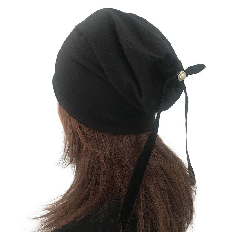 Dames Zomer Effen Kleur Tulband Hoed Casual Boog Skullcap Beanie Caps