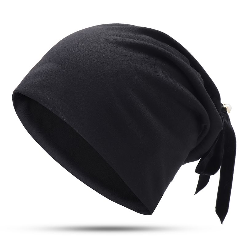 Dames Zomer Effen Kleur Tulband Hoed Casual Boog Skullcap Beanie Caps