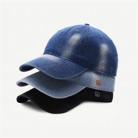 Eenvoudige Effen Kleur Gewassen Denim Baseballcap