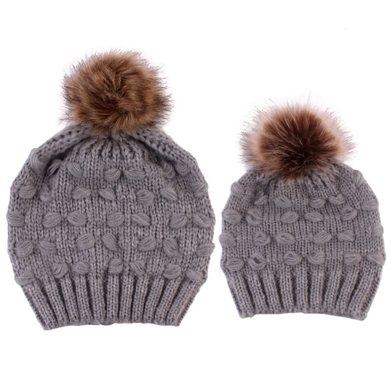 Fabrikanten Van Gebreide Mutsen Voor Ouders En Kinderen Spot Butterfly Fur Ball Warm Hat