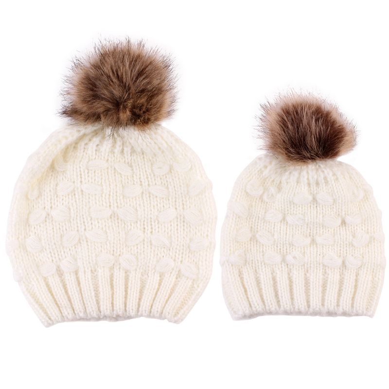 Fabrikanten Van Gebreide Mutsen Voor Ouders En Kinderen Spot Butterfly Fur Ball Warm Hat