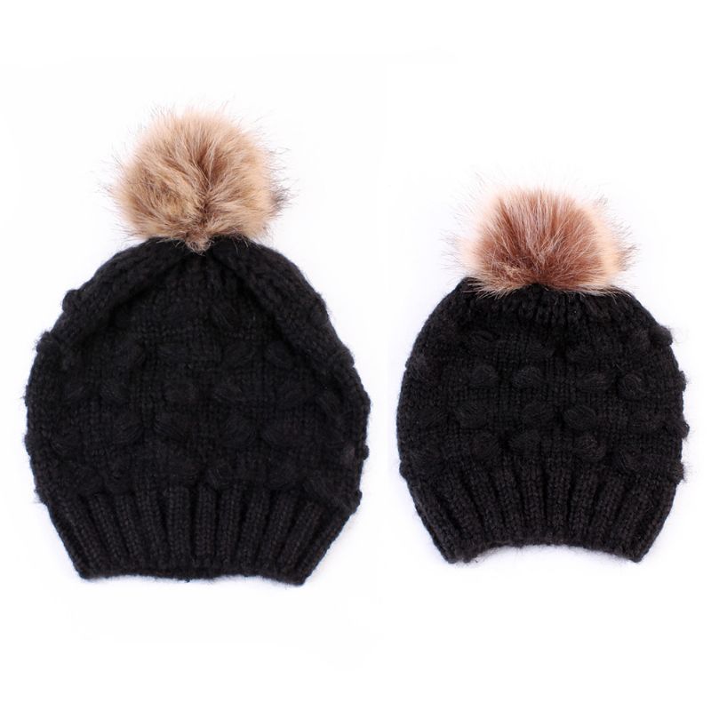 Fabrikanten Van Gebreide Mutsen Voor Ouders En Kinderen Spot Butterfly Fur Ball Warm Hat