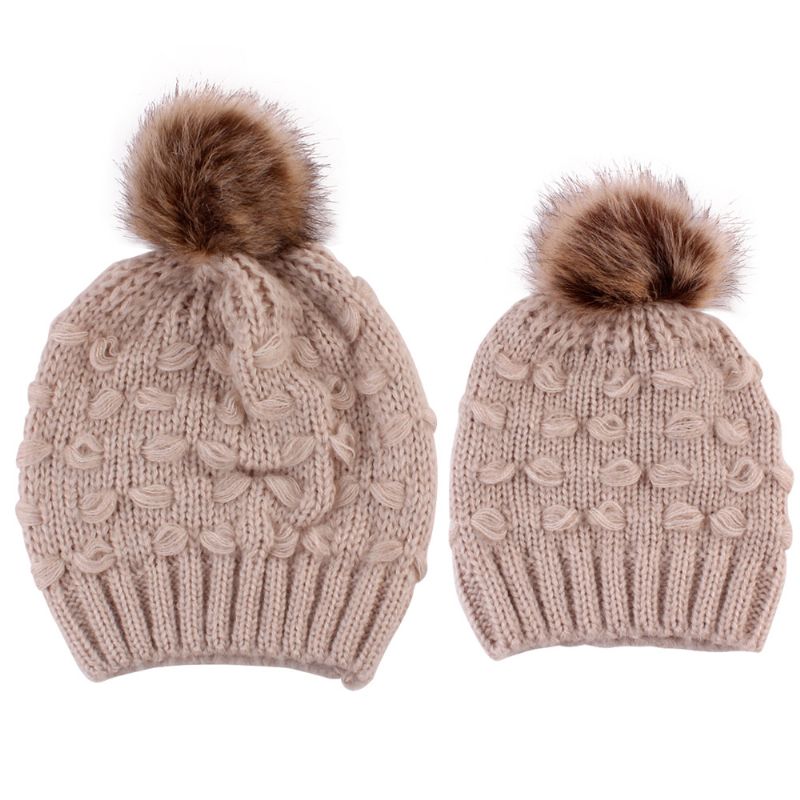 Fabrikanten Van Gebreide Mutsen Voor Ouders En Kinderen Spot Butterfly Fur Ball Warm Hat