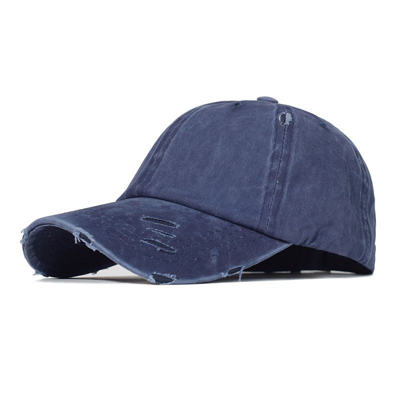 Gat In Katoenen Gewassen Paardenstaart Baseballcap