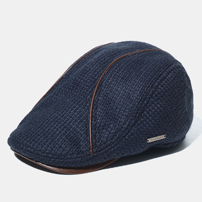 Gebreide Muts Voor Heren Gewatteerde Warme Baretmutsen Casual Buitenvizier Forward Hat