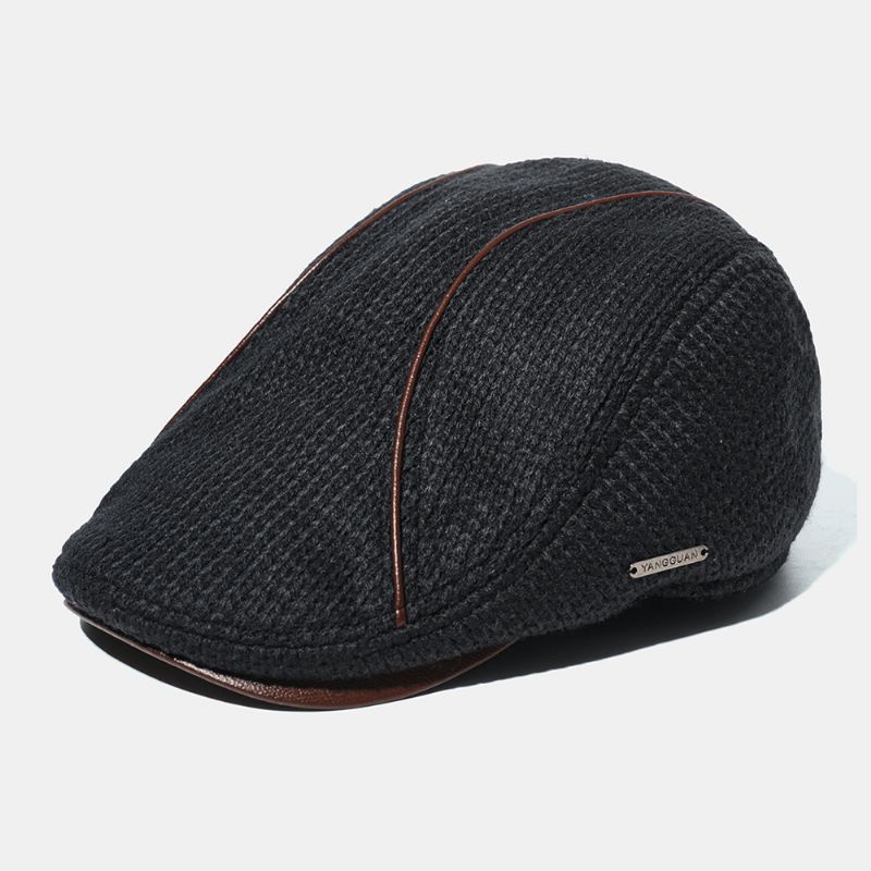 Gebreide Muts Voor Heren Gewatteerde Warme Baretmutsen Casual Buitenvizier Forward Hat