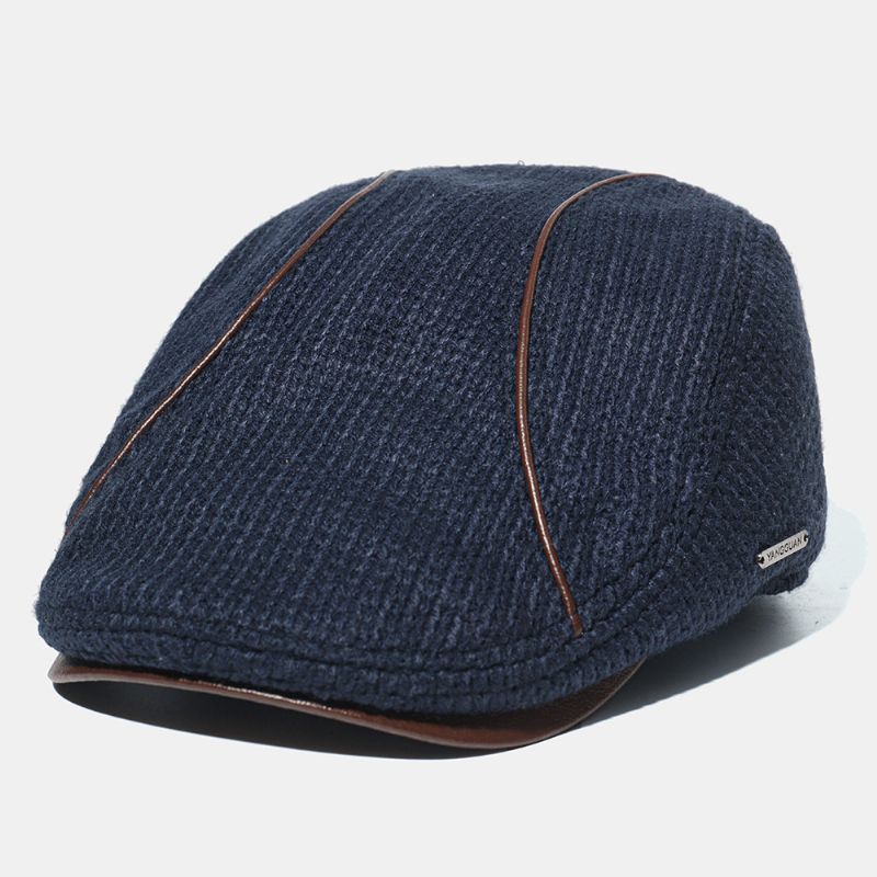 Gebreide Muts Voor Heren Gewatteerde Warme Baretmutsen Casual Buitenvizier Forward Hat