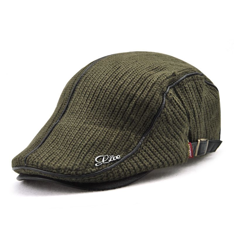 Gebreide Muts Voor Heren Gewatteerde Warme Baretmutsen Casual Buitenvizier Forward Hat