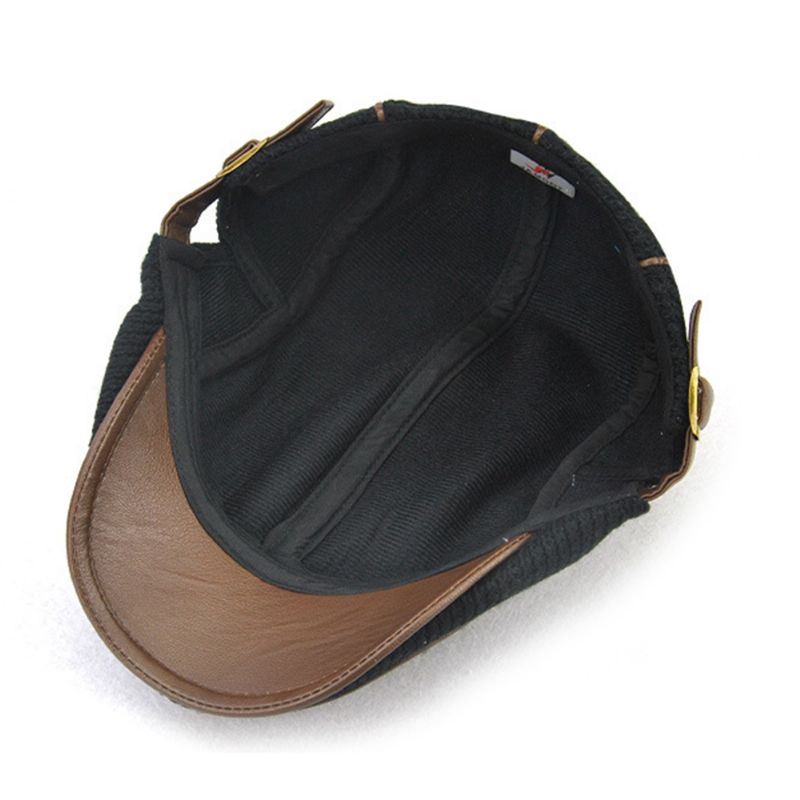 Gebreide Muts Voor Heren Gewatteerde Warme Baretmutsen Casual Buitenvizier Forward Hat