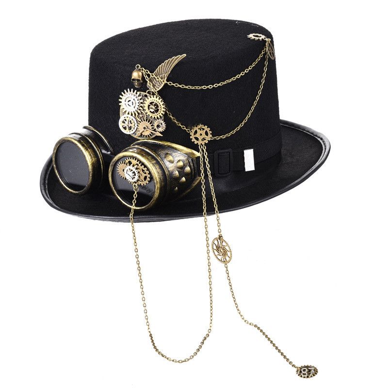 Handgemaakte Heavy Metal Gear Top Hat Wings Chain