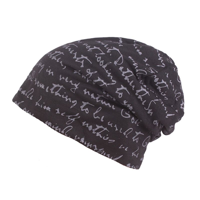 Heren Brief Afdrukken Katoenen Beanie Cap Casual Zachte Herfst Winter Warme Gebreide Muts