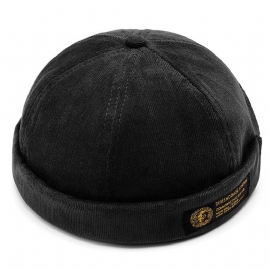 Heren Corduroy Verstelbare Solide Franse Brimless Hat Retro Skullcap Sailor Cap