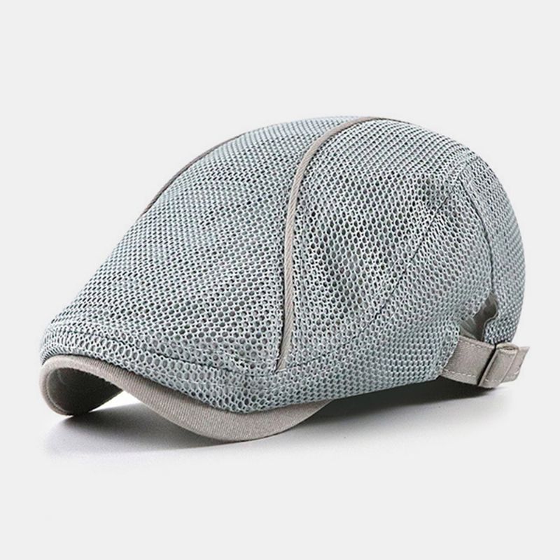 Heren Dacron Effen Kleur Mesh Ademend Zonnebrandcrème Baret Platte Cap