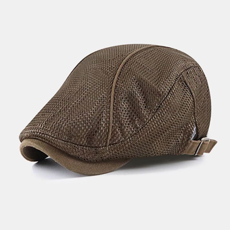 Heren Dacron Effen Kleur Mesh Ademend Zonnebrandcrème Baret Platte Cap