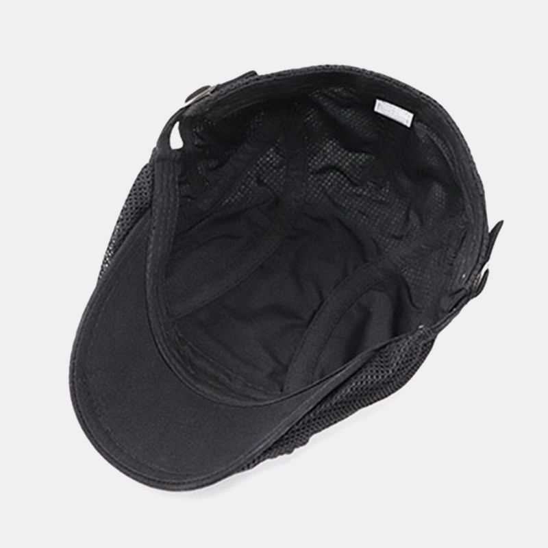 Heren Dacron Effen Kleur Mesh Ademend Zonnebrandcrème Baret Platte Cap