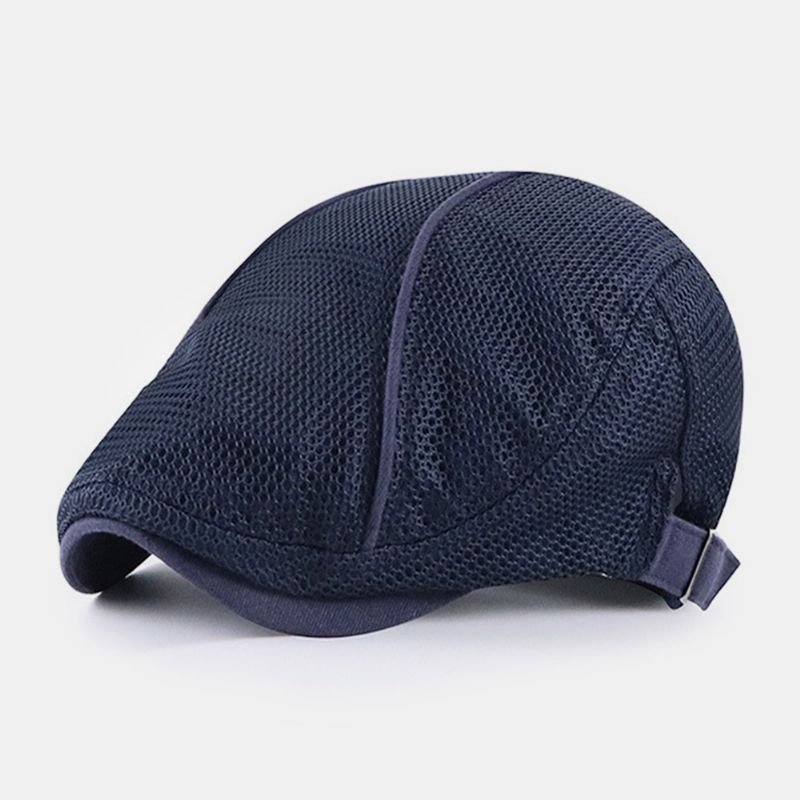 Heren Dacron Effen Kleur Mesh Ademend Zonnebrandcrème Baret Platte Cap