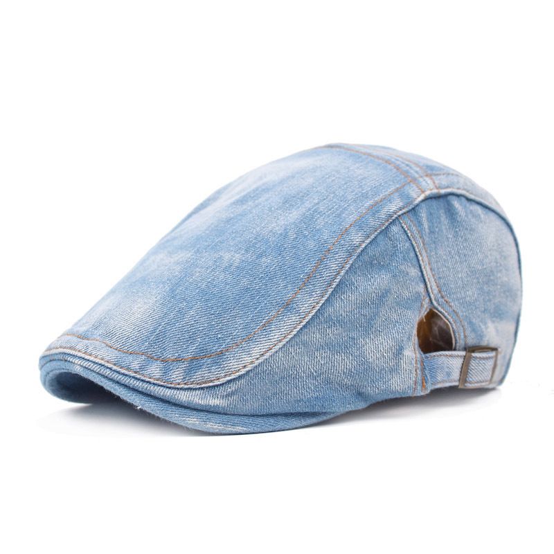 Heren Dames Gewassen Denim Verstelbare Effen Schilder Baret Hoed