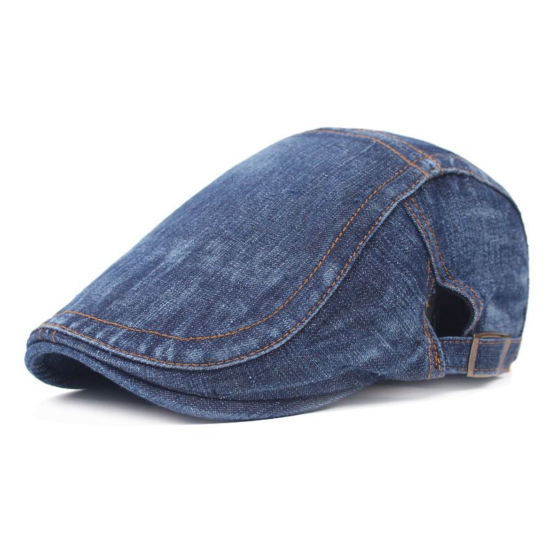 Heren Dames Gewassen Denim Verstelbare Effen Schilder Baret Hoed