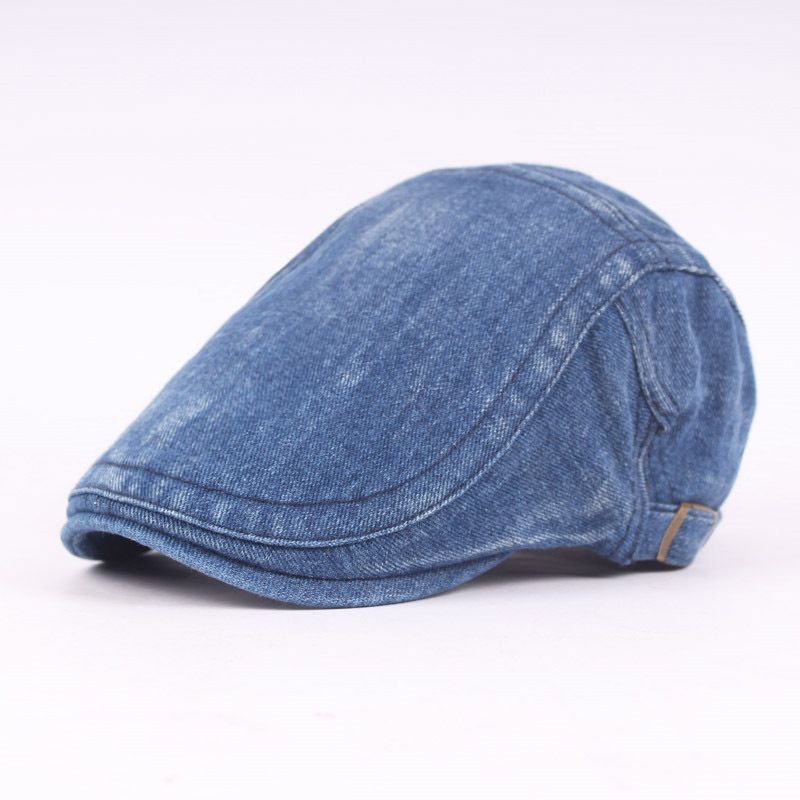 Heren Dames Gewassen Denim Verstelbare Effen Schilder Baret Hoed