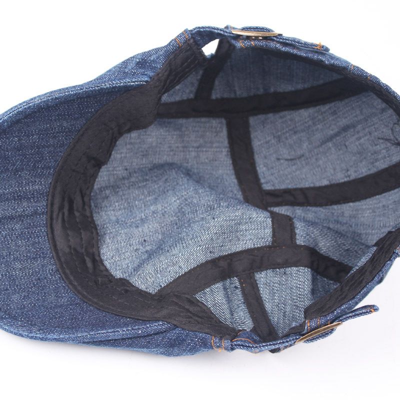 Heren Dames Gewassen Denim Verstelbare Effen Schilder Baret Hoed