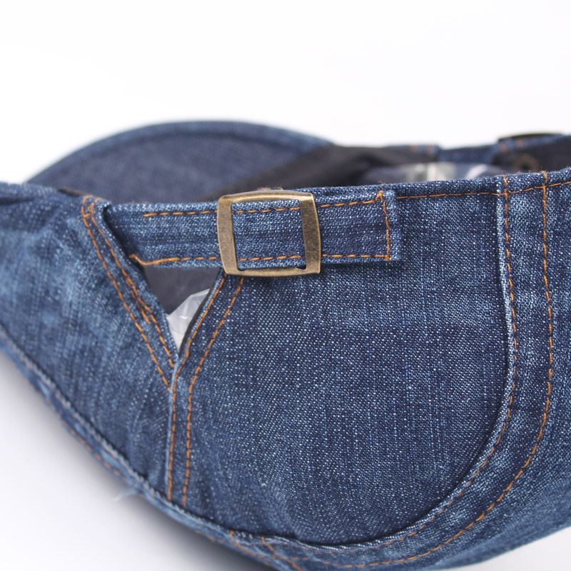 Heren Dames Gewassen Denim Verstelbare Effen Schilder Baret Hoed