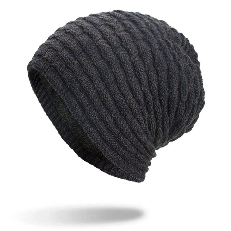 Heren Dames Speciale Streep Plus Fluwelen Gebreide Muts Beanie Caps