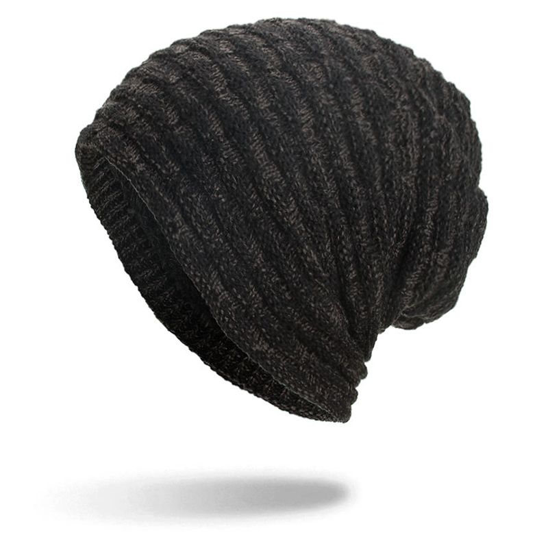 Heren Dames Speciale Streep Plus Fluwelen Gebreide Muts Beanie Caps