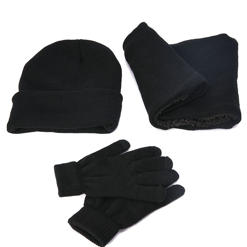 Heren Dames Winter Gebreide Muts Sjaal Handschoenen Set