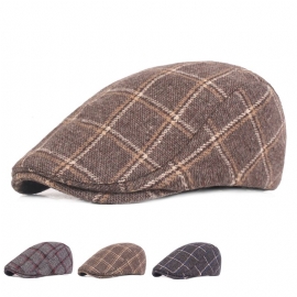 Heren Dames Winter Wollen Plaid Schilder Baret Caps Outdor Verstelbare Pet