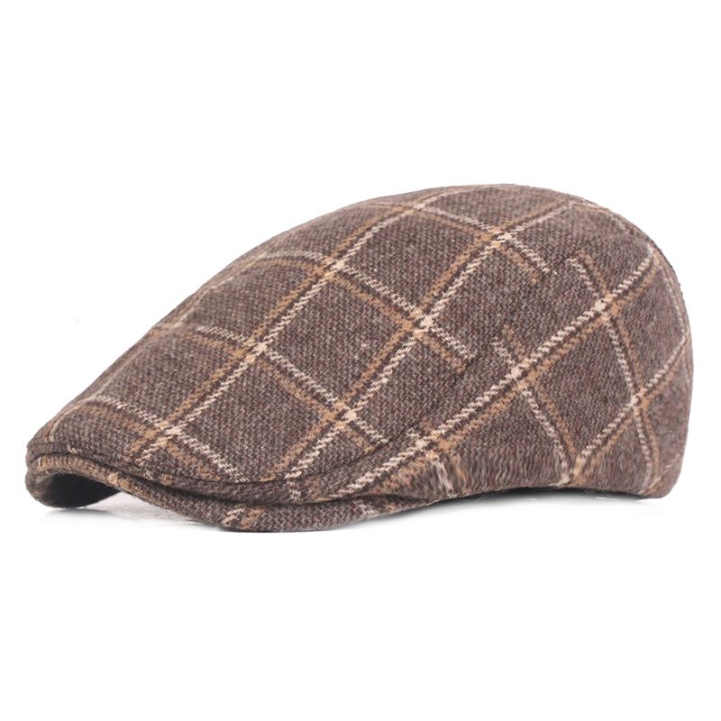 Heren Dames Winter Wollen Plaid Schilder Baret Caps Outdor Verstelbare Pet