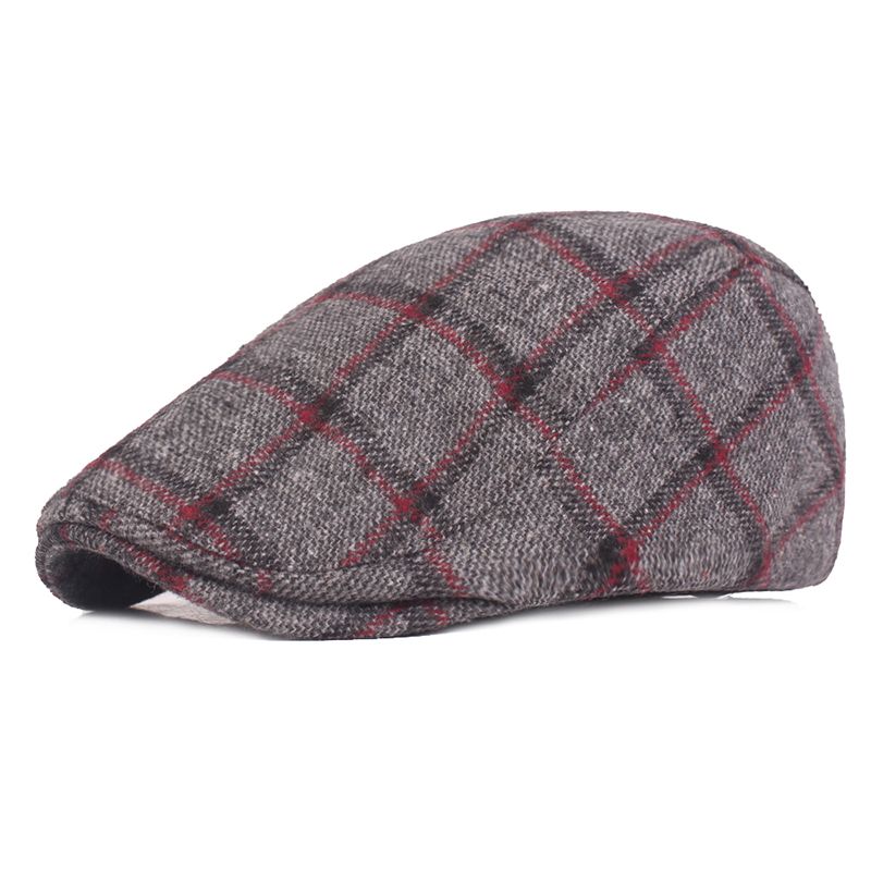 Heren Dames Winter Wollen Plaid Schilder Baret Caps Outdor Verstelbare Pet