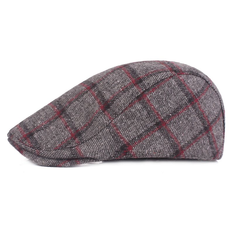 Heren Dames Winter Wollen Plaid Schilder Baret Caps Outdor Verstelbare Pet