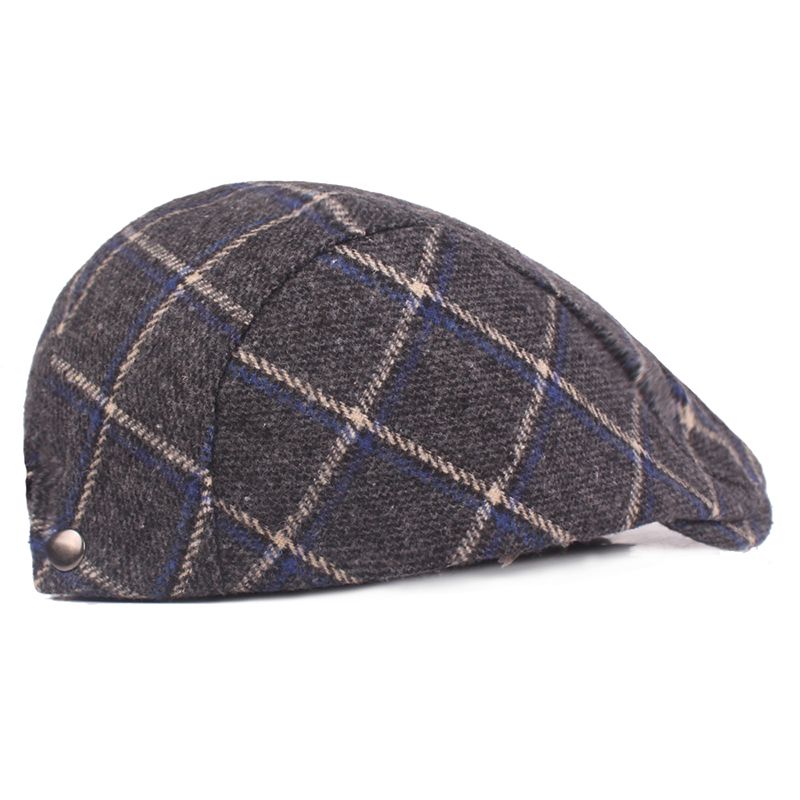 Heren Dames Winter Wollen Plaid Schilder Baret Caps Outdor Verstelbare Pet