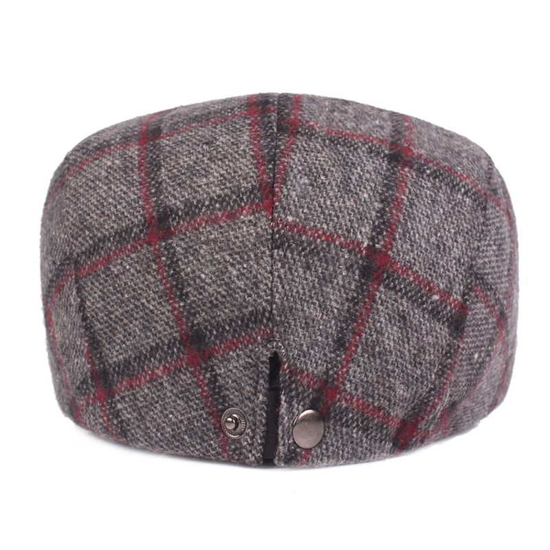 Heren Dames Winter Wollen Plaid Schilder Baret Caps Outdor Verstelbare Pet