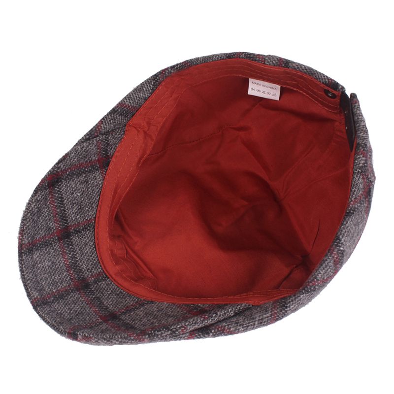 Heren Dames Winter Wollen Plaid Schilder Baret Caps Outdor Verstelbare Pet