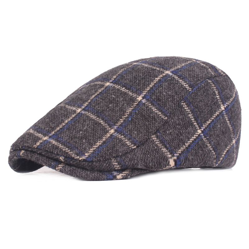 Heren Dames Winter Wollen Plaid Schilder Baret Caps Outdor Verstelbare Pet