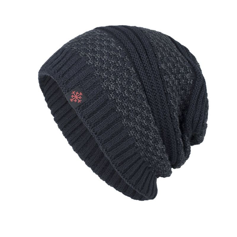 Heren Effen Gebreide Skullies Beanie Cap Plus Fluwelen Warme Outdoor Casual Hoeden