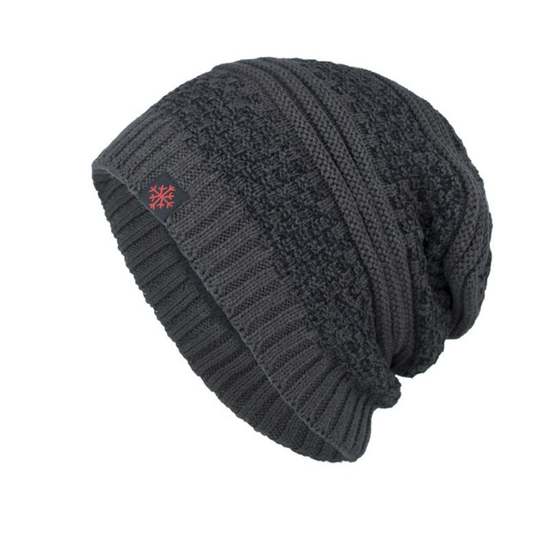 Heren Effen Gebreide Skullies Beanie Cap Plus Fluwelen Warme Outdoor Casual Hoeden