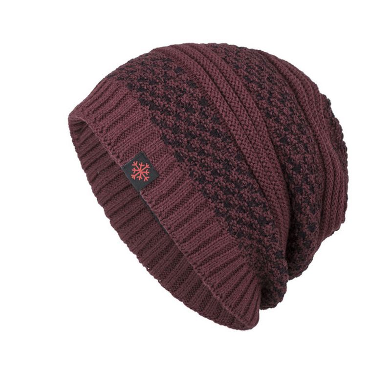 Heren Effen Gebreide Skullies Beanie Cap Plus Fluwelen Warme Outdoor Casual Hoeden