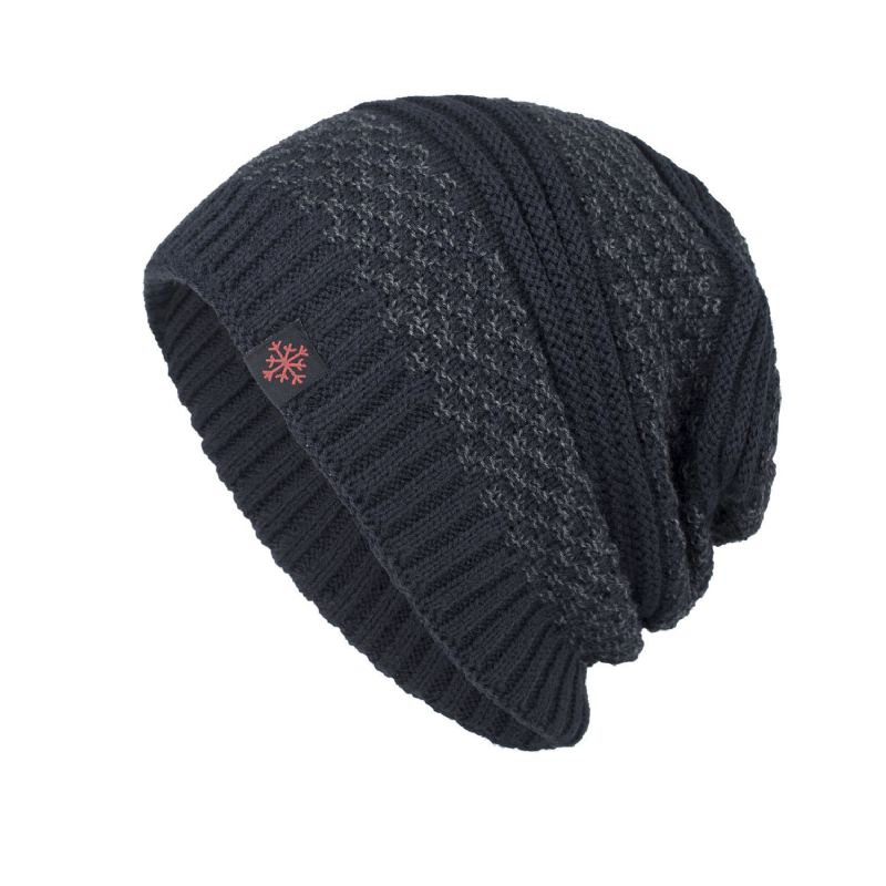 Heren Effen Gebreide Skullies Beanie Cap Plus Fluwelen Warme Outdoor Casual Hoeden