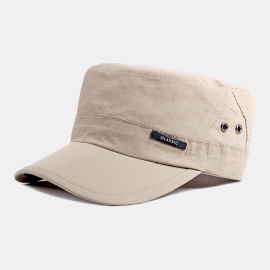 Heren Effen Kleur Dunne Ademende Platte Hoge Hoed Outdoor Casual Zonnescherm Cadet Leger Caps Militaire Caps