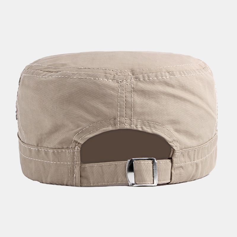 Heren Effen Kleur Dunne Ademende Platte Hoge Hoed Outdoor Casual Zonnescherm Cadet Leger Caps Militaire Caps