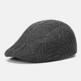 Heren Gebreide Effen Kleur Verkeerd Uitgelijnde Strepen Twist Patroon Jacquard Casual Warmte Baret Platte Cap