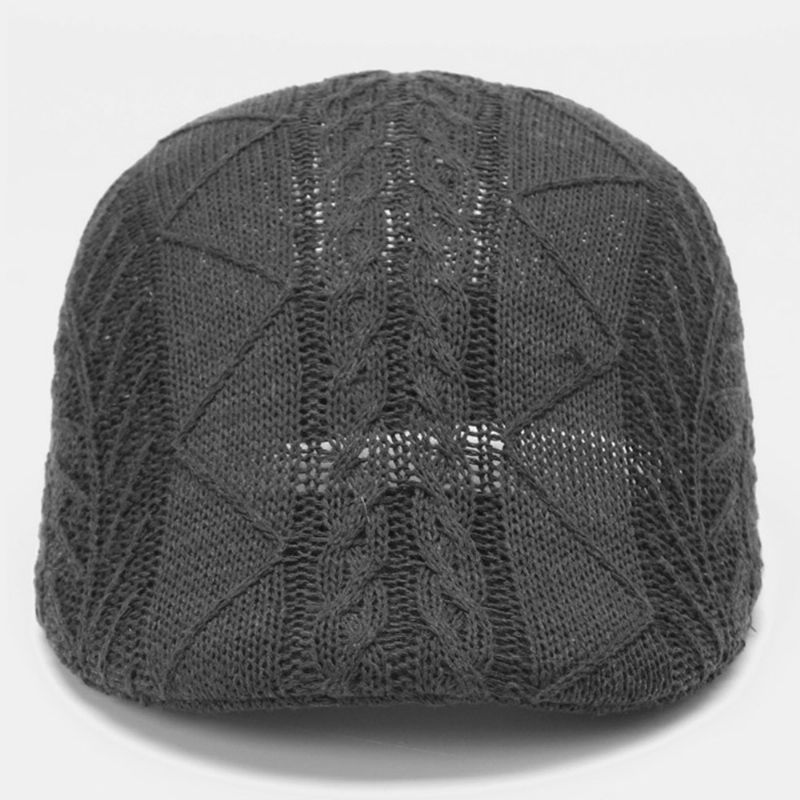 Heren Gebreide Effen Kleur Verkeerd Uitgelijnde Strepen Twist Patroon Jacquard Casual Warmte Baret Platte Cap