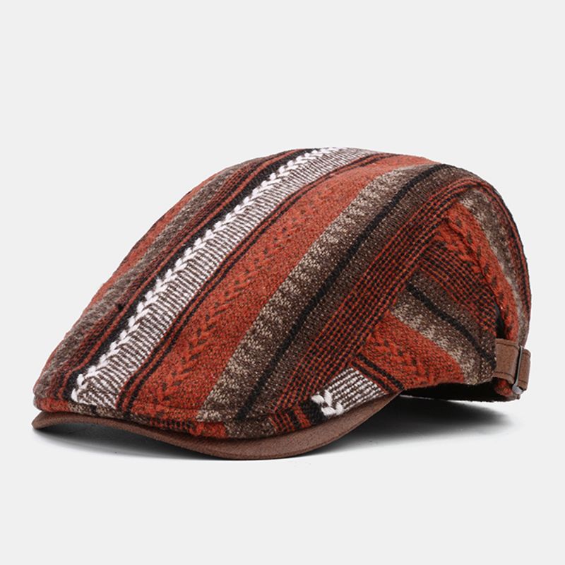 Heren Gebreide Streeppatroon Patchwork Retro Casual Outdoor Hoed Baret Hoed