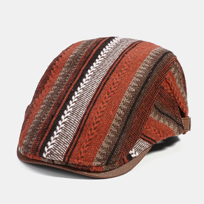 Heren Gebreide Streeppatroon Patchwork Retro Casual Outdoor Hoed Baret Hoed